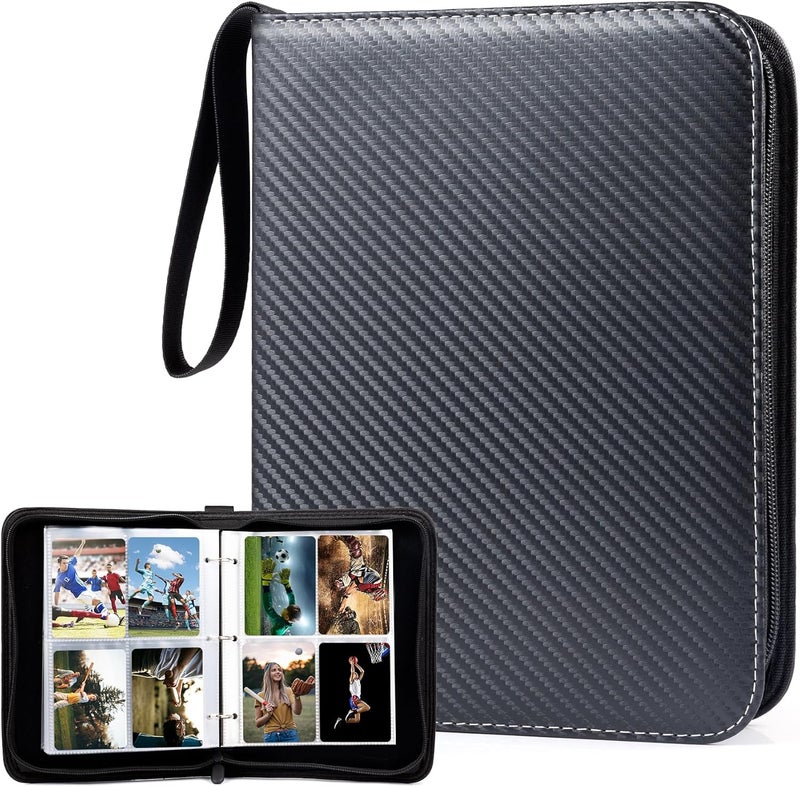 WOT I Trading Card Binder, 400 Pockets Card Binder Sleeves with Zipper, Double Sided Pockets Card Holder Carry Card Case for Baseball Card, Football Card - Image 1